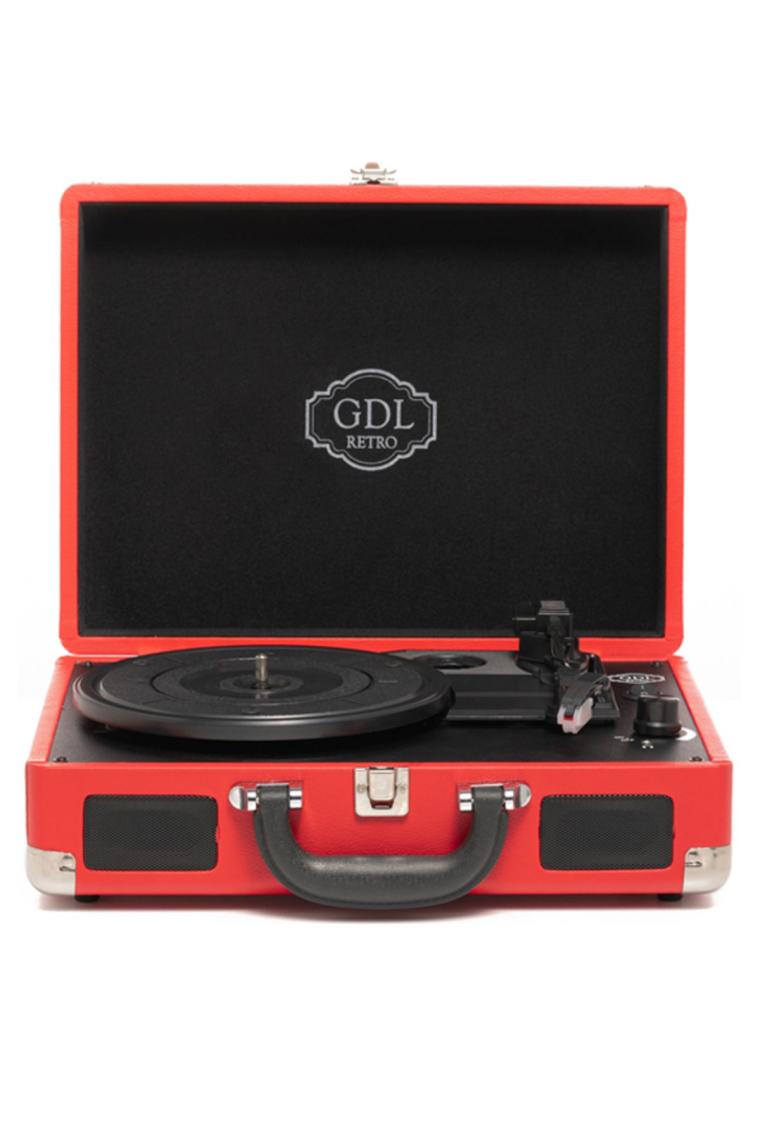 GDL Retro Plak Çalar T317B - Pro (Kırmızı-Bluetooth-Şarjlı)