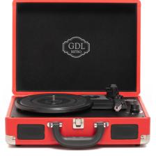 GDL Retro Plak Çalar T317B - Pro (Kırmızı-Bluetooth-Şarjlı)