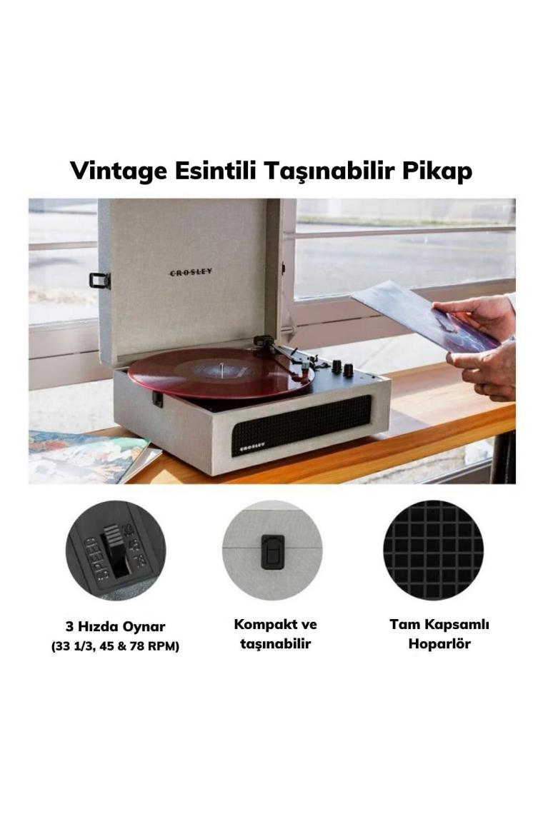 Vintage Bluetooth Alıcılı Ve Taşınabilir Müzik Pikap