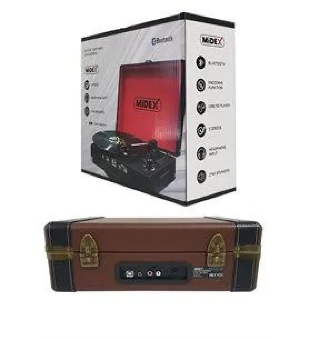 Midex Mtx-101BN Nostaljik Retro Pikap Plak Çalar Şarjlı ve Bluetooth'lu