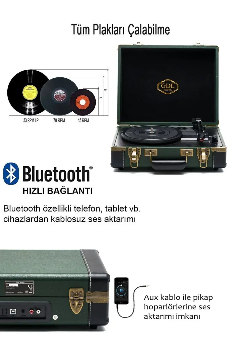 Gdl Retro Çanta Pikap T317B (Bluetooth Şarjlı) - Elite