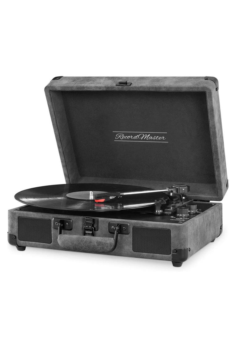 Record Master ST14012 Retro Pikap - Gri - Bluetooth ve Şarj Özellikli - Özel Dış Kaplama - Tüm Plakları Çalabilme