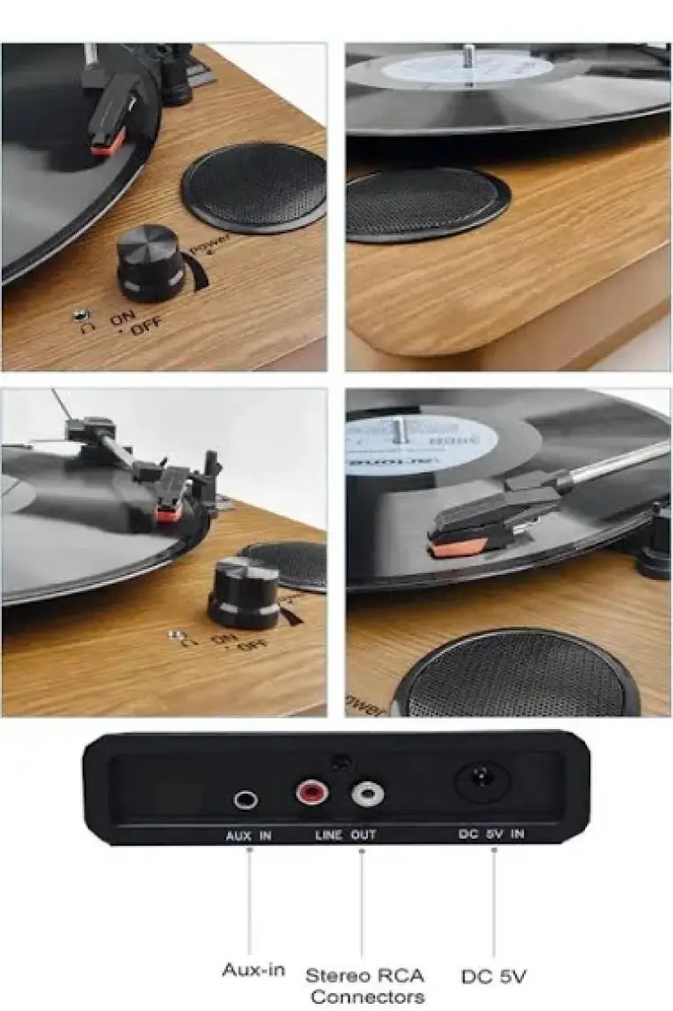 Midex Mtx-256X Nostaljik Pikap Plak Çalar (Şarjlı Bluetooth Aux Hoparlörlü 3 Devir) İğne Dahil