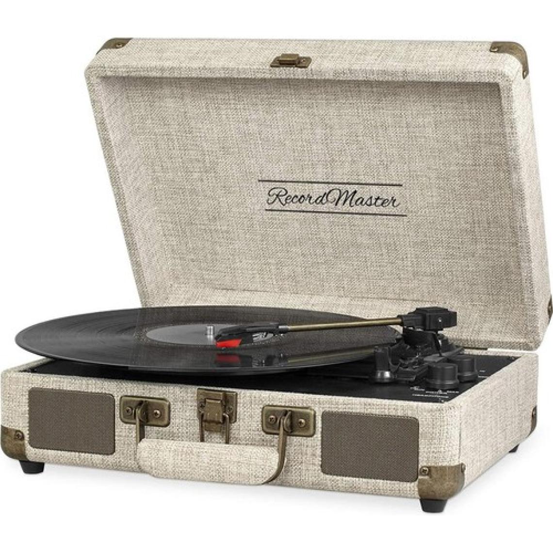 Record Master ST14012 Retro Pikap - Bej -  Bluetooth ve Şarj Özellikli  -Kumaş Kaplama- Tüm Plak Türlerini Çalabilme