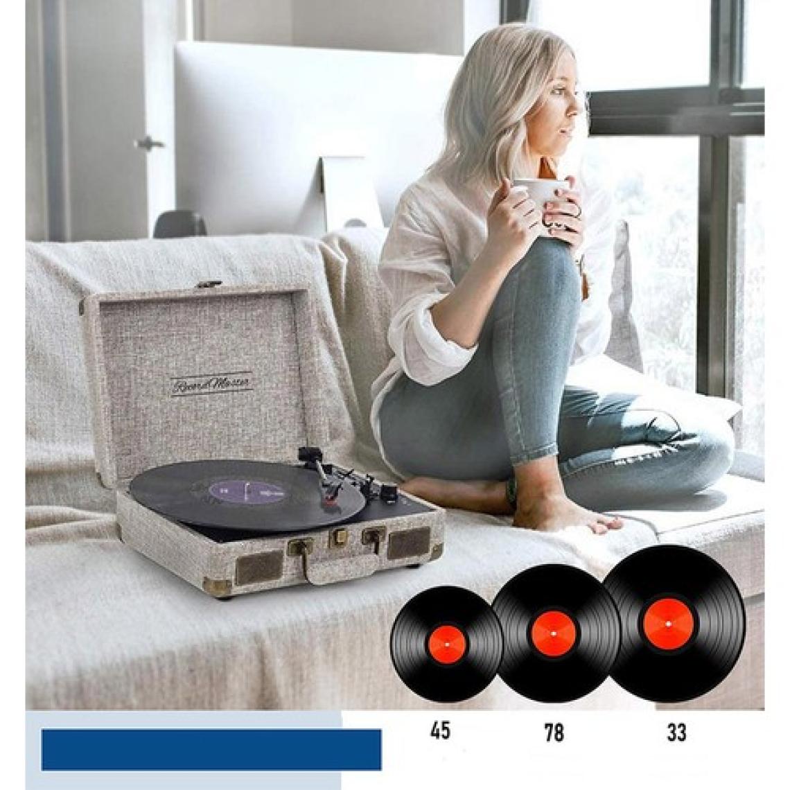 Record Master ST14012 Retro Pikap - Bej -  Bluetooth ve Şarj Özellikli  -Kumaş Kaplama- Tüm Plak Türlerini Çalabilme