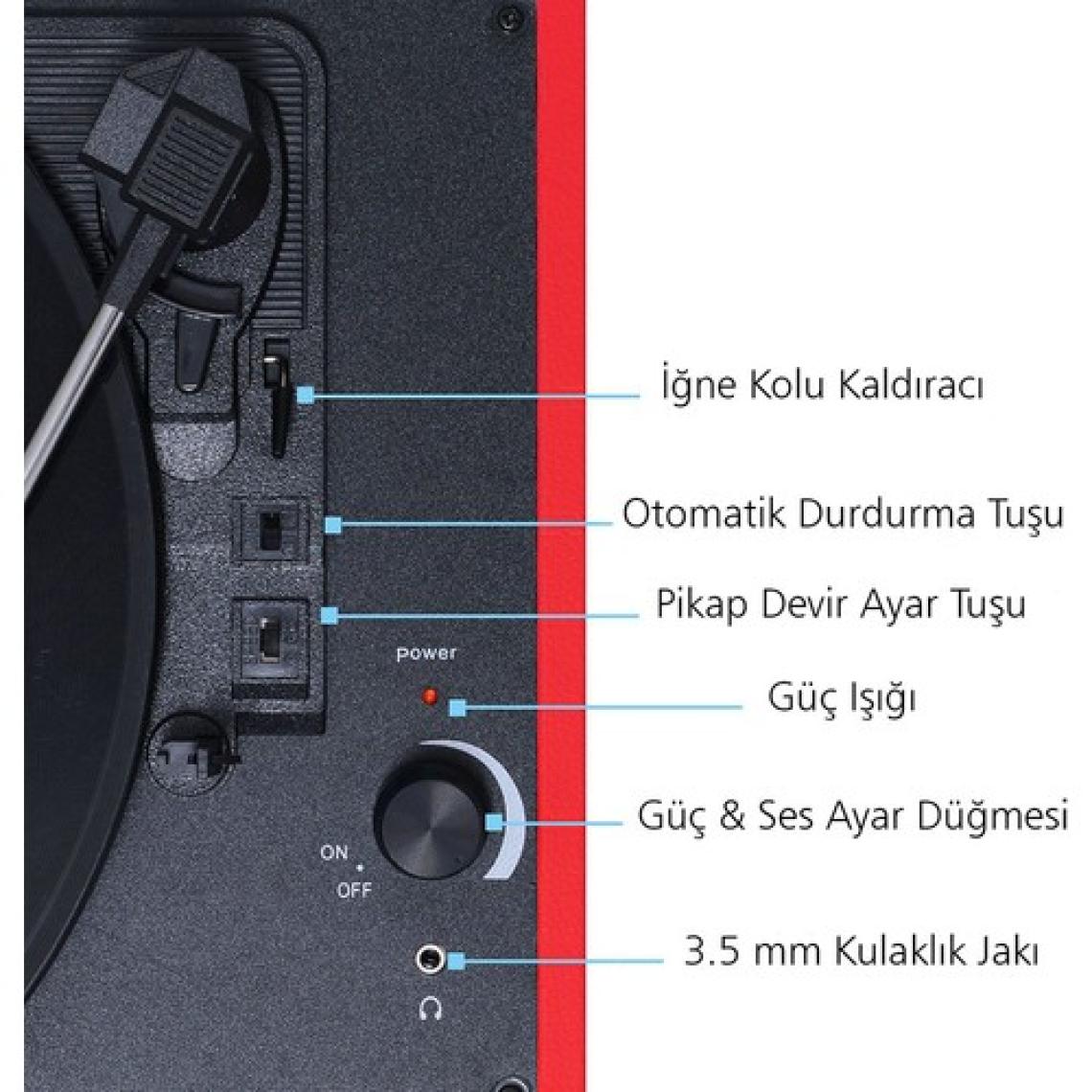 Record Master Retro Pikap T310CH - Şarj Özellikli - Kırmızı