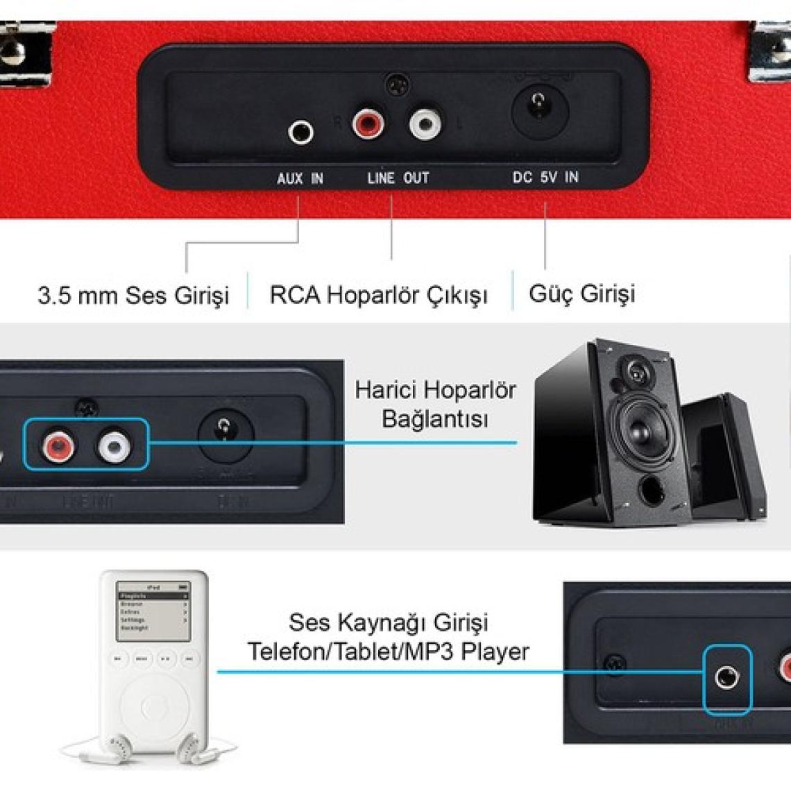 Record Master Retro Pikap T310CH - Şarj Özellikli - Kırmızı