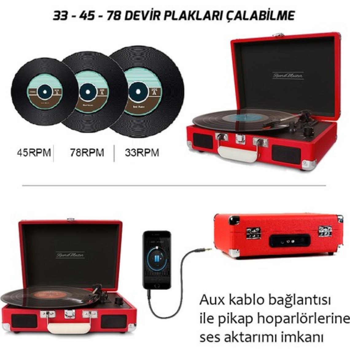 Record Master Retro Pikap T310CH - Şarj Özellikli - Kırmızı