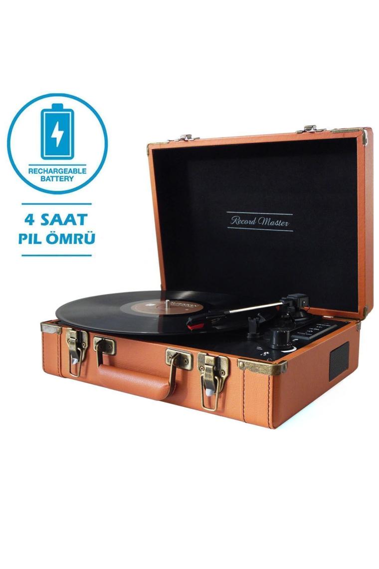 Record Master T317UB Retro Pikap - Kahverengi -(Bluetooth - Şarj Edilebilir)