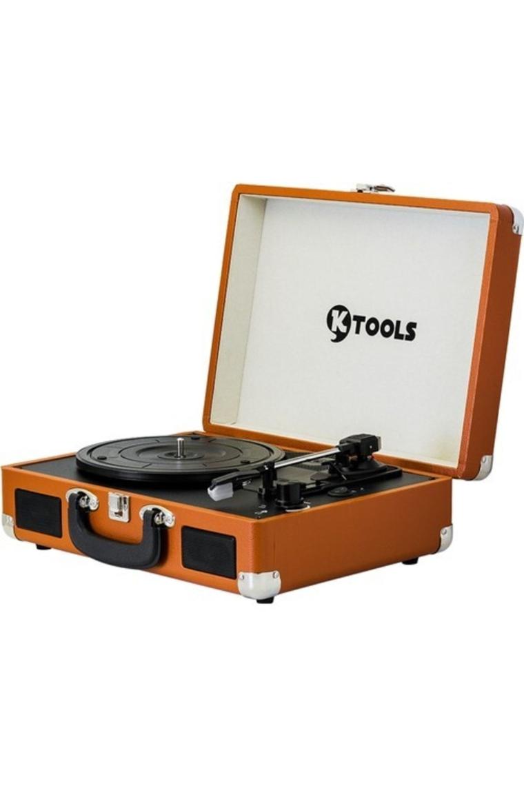Ktools Nostalgia Bluetooth K344 Retro Deri Çantalı Pikap Kahverengi