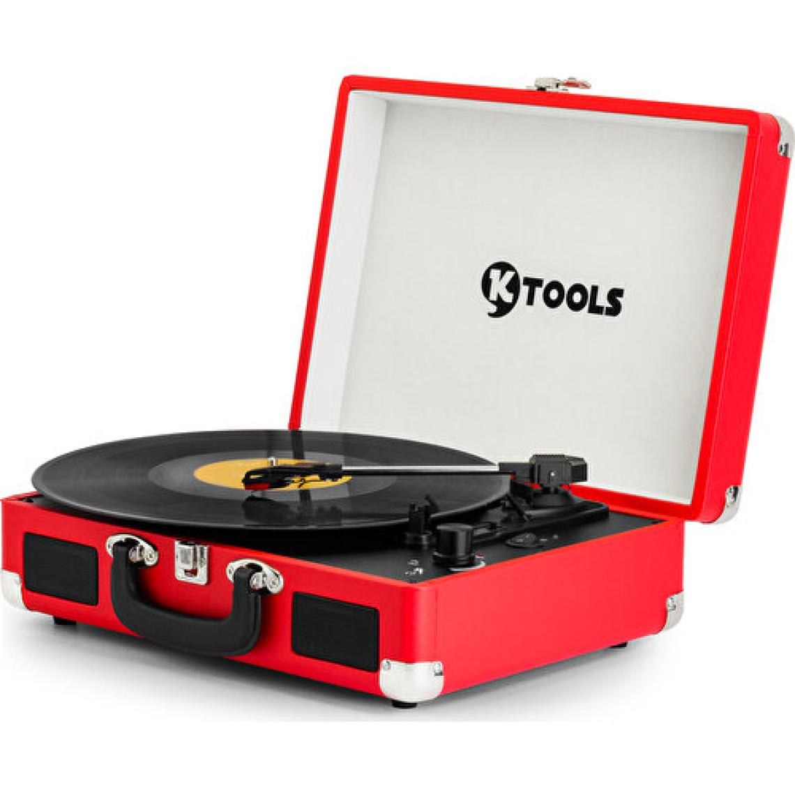 Ktools Nostalgia Bluetooth K344 Retro Deri Çantalı Pikap Kırmızı