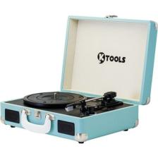 Ktools Nostalgia Bluetooth K344 Retro Deri Çantalı Pikap Mavi
