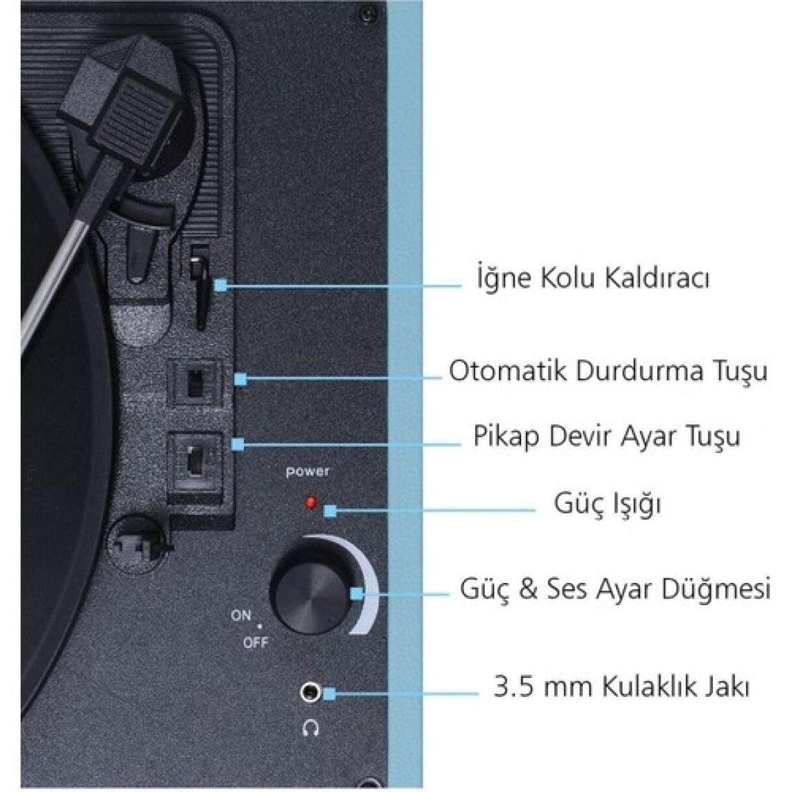 Quiqa T316 Blue Retro Çanta Pikap - Tüm Plakları Çalabilmektedir