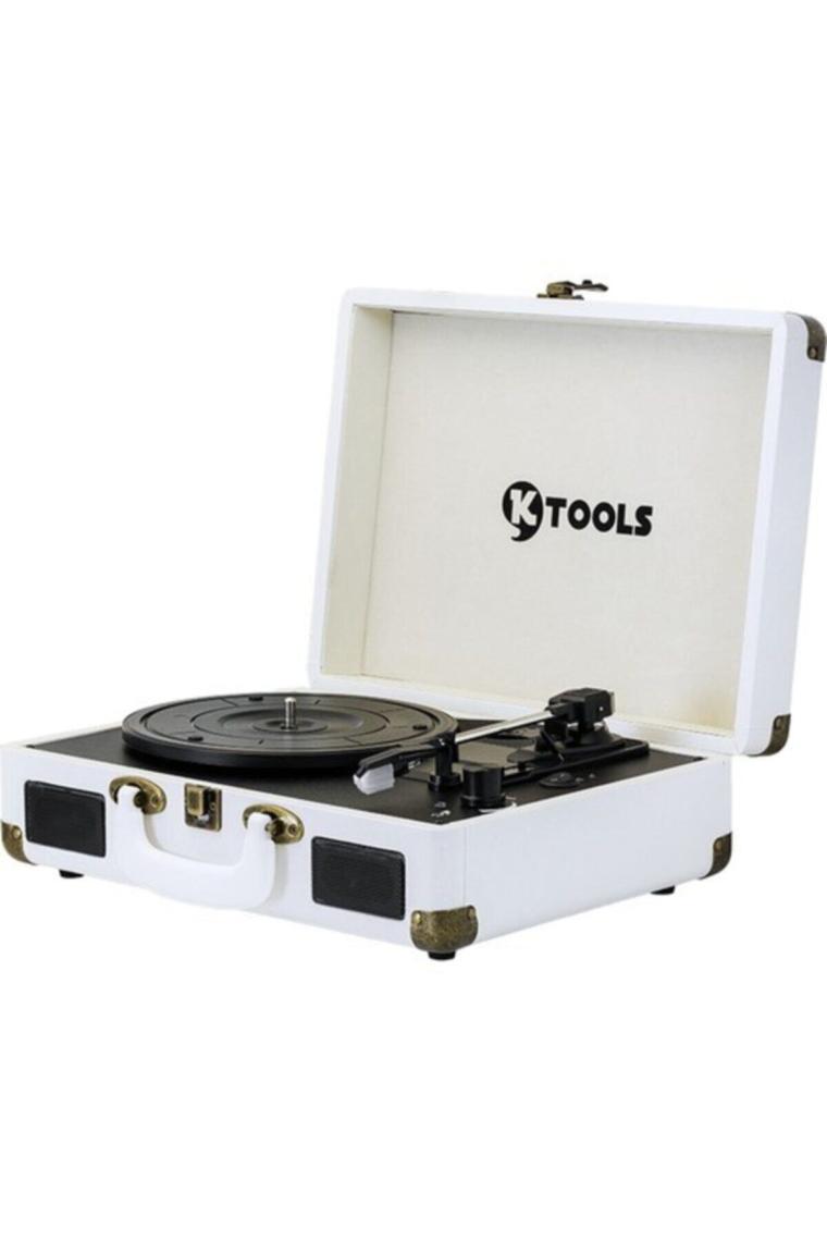 Ktools Nostalgia Bluetooth K344 Retro Deri Çantalı Pikap Beyaz
