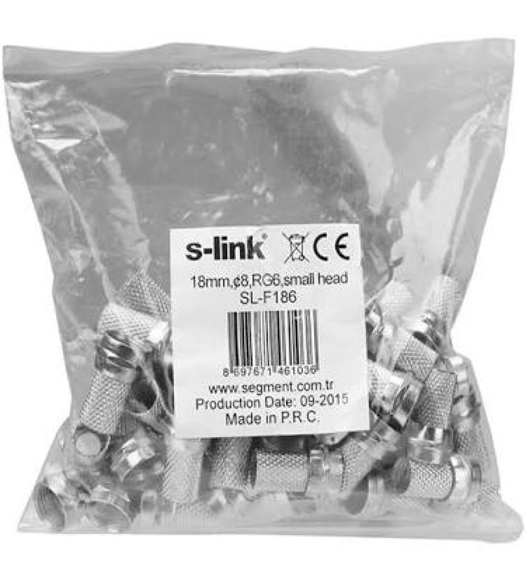 S-Link Sl-F186 18Mmx8 Rg6 50 Li Paket Erkek Connector