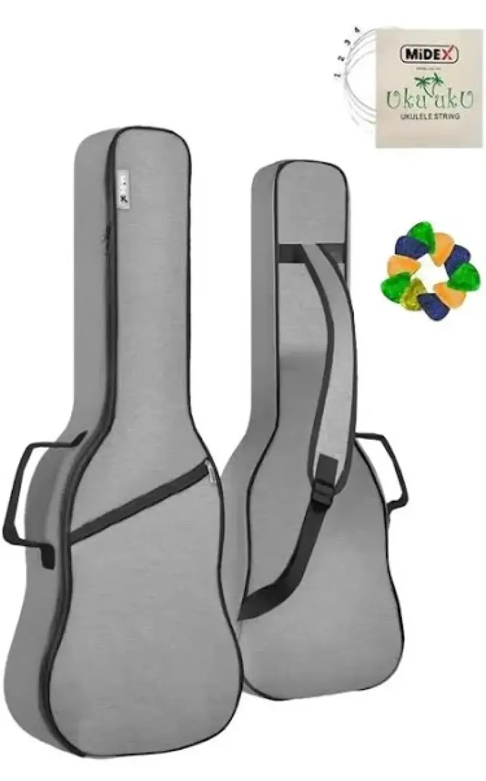 Midex CS-24 Concert Ukulele Çantası Gigbag Soft Case Kılıf (10 Pena ve Takım Tel Hediye)