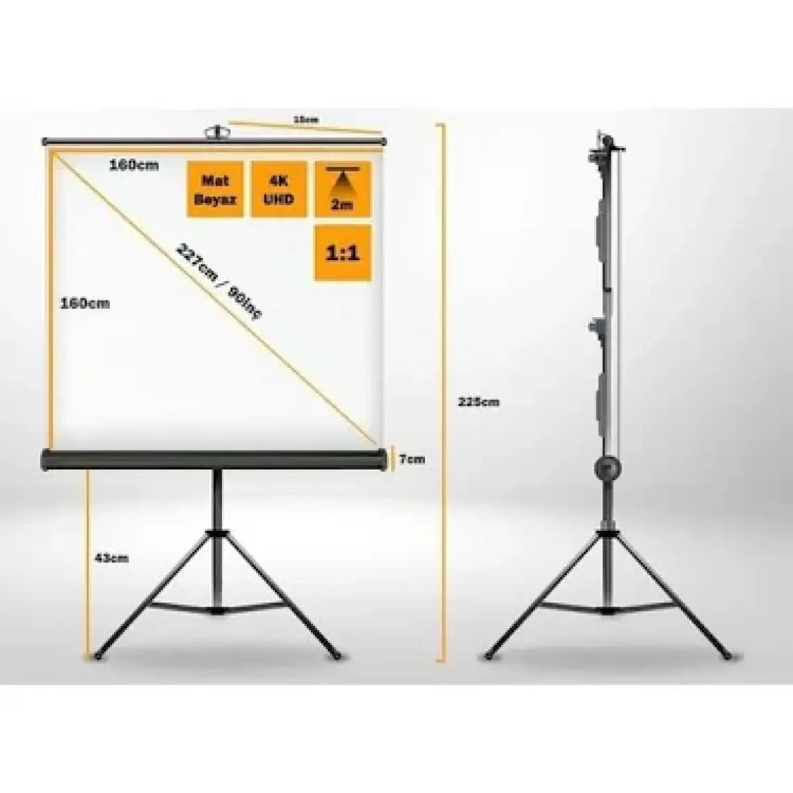LiteOut 160x160 cm Storlu Manuel Projeksiyon Perdesi
