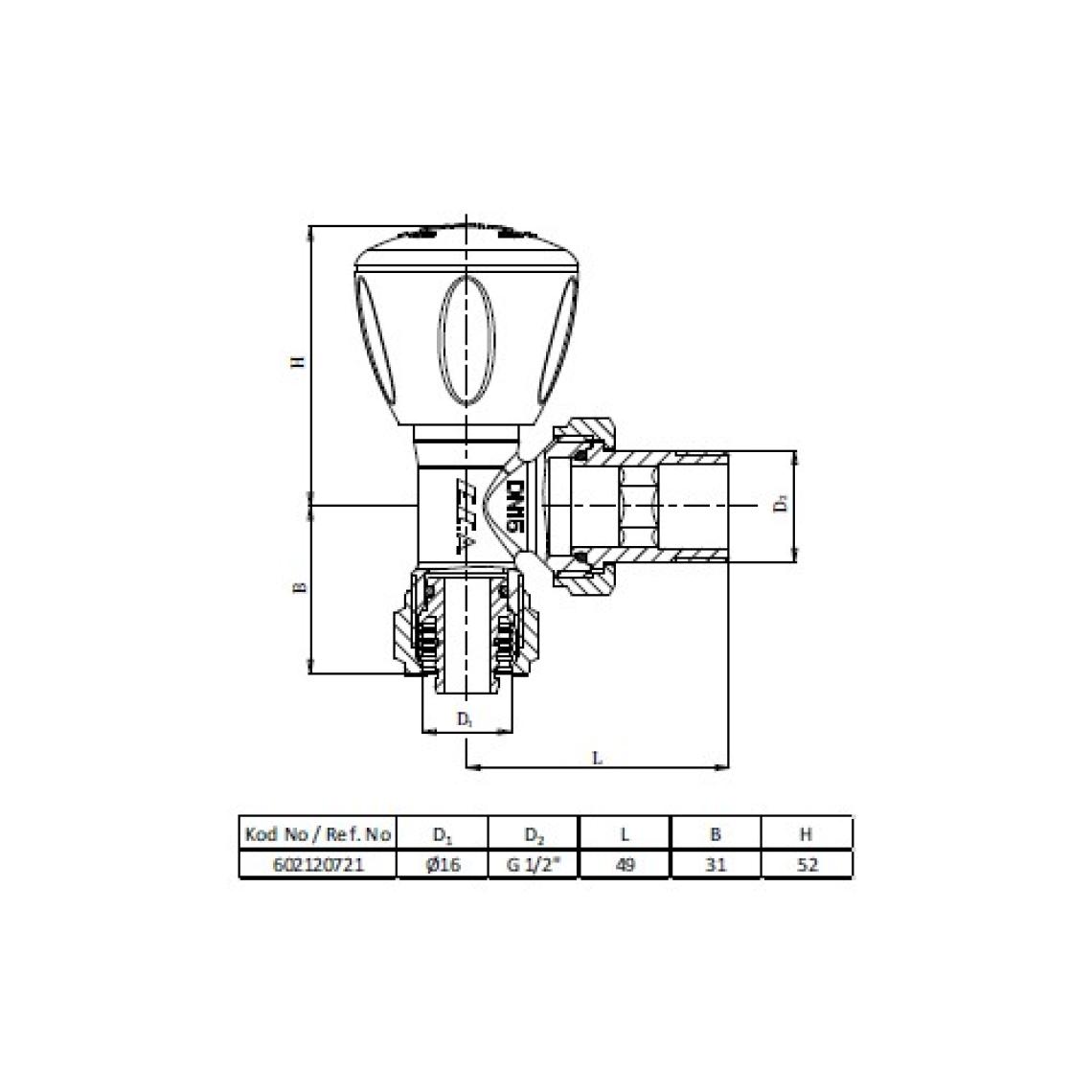 Eca Rv3 Köşe Radyatör Vanası  Pex  1/2 X 16 Mm
