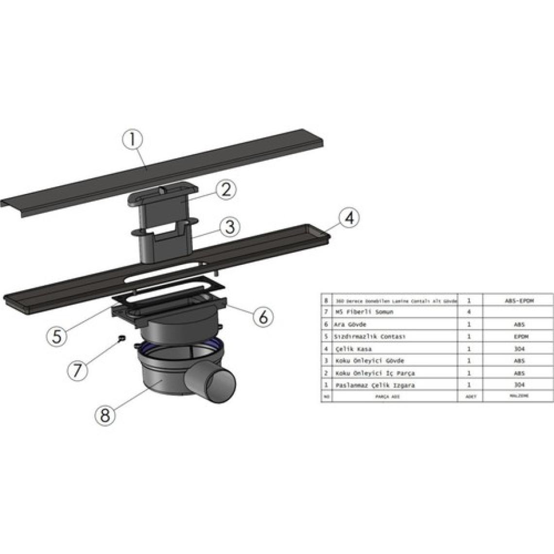 Sukar Duş Kanalı Line/4e Plain Izgara 60 cm