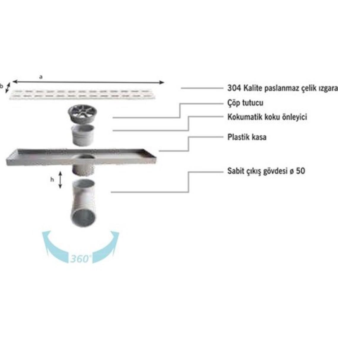 Sukar Duş Kanalı Line/4e Plain Izgara 60 cm