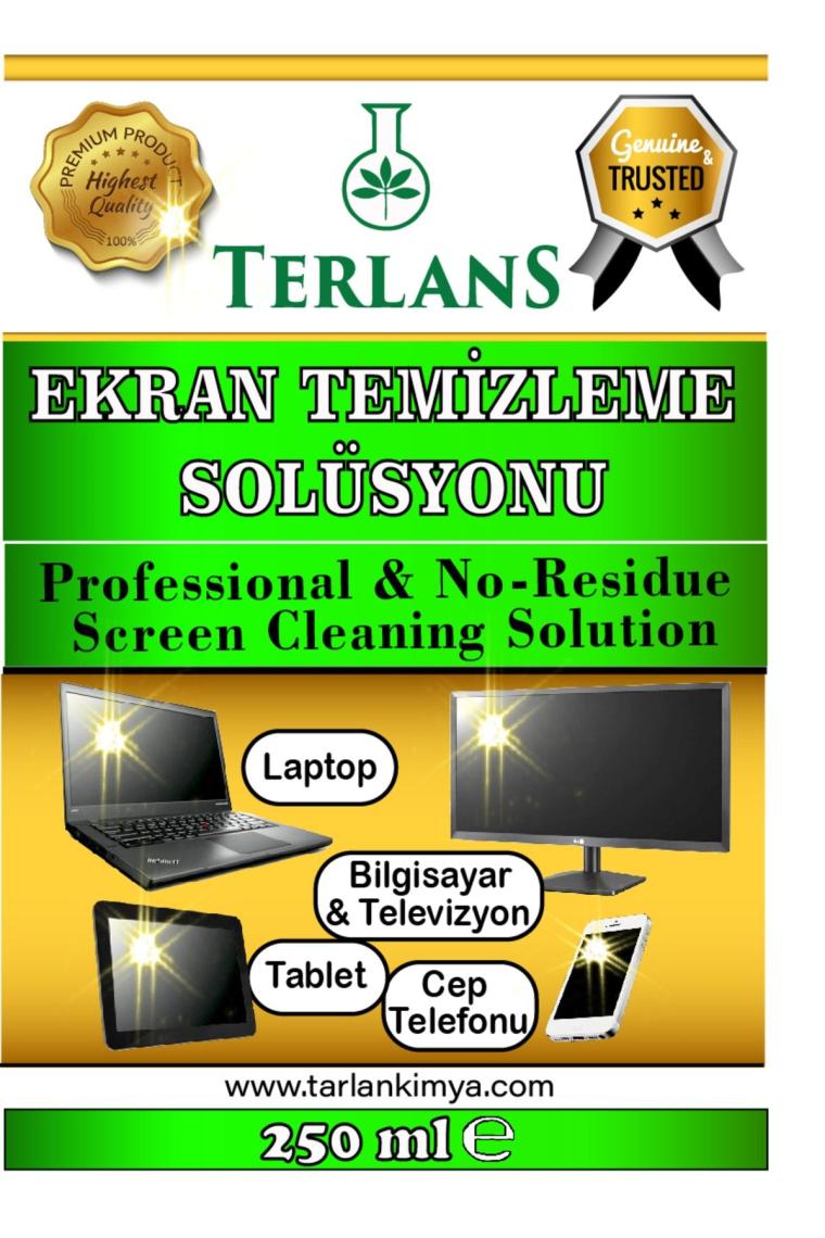 Terlans Profesyonel Ekran Temizleme Seti - Solüsyon 250 ml & Hassas Yüzey Temizleyici Bez
