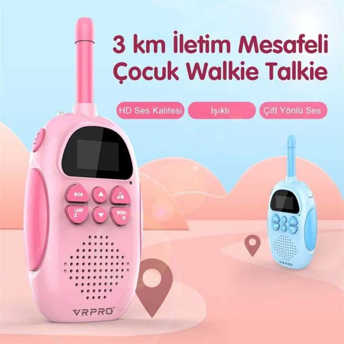 Vrpro Bebek Telsizi Walkie Talkie Mavi-Pembe