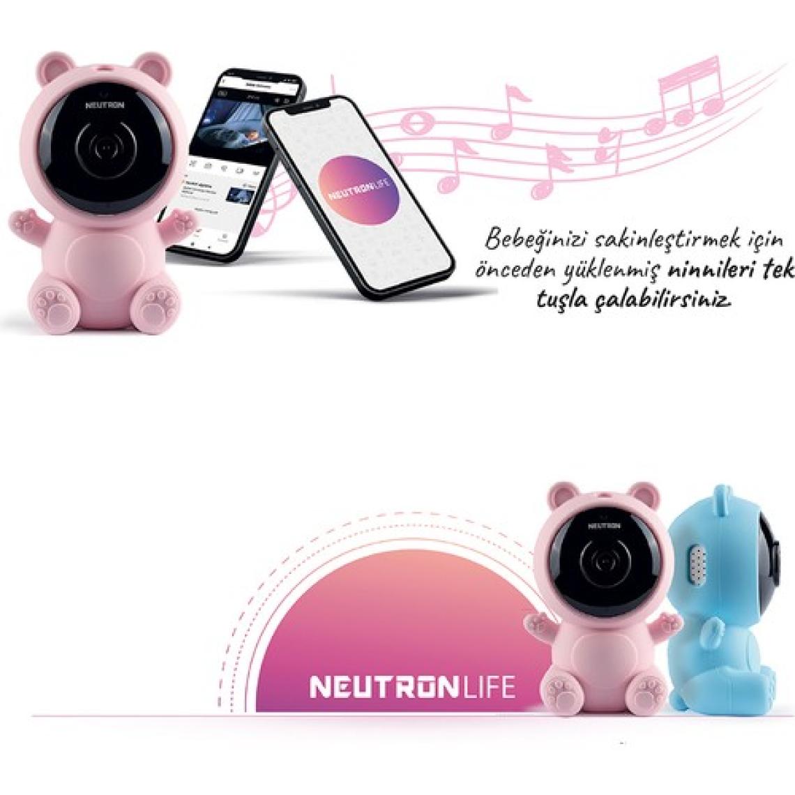 Neutron Ninni Söyleyen Gece Görüşlü IP Bebek İzleme Kamerası Pembe
