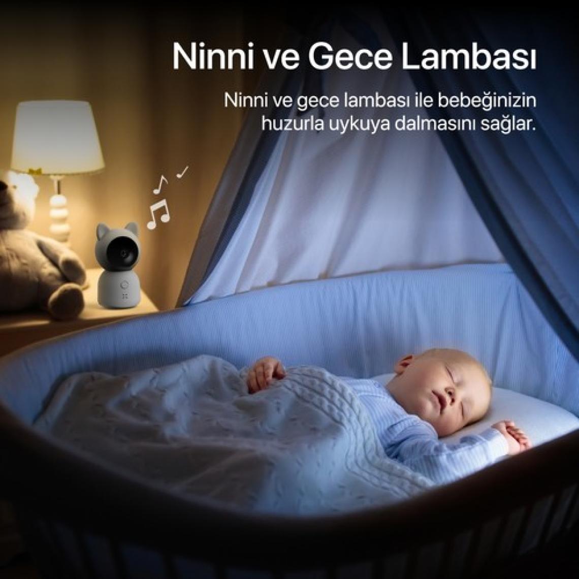 Akıllı Bebek Kamerası Dijital 5'' LCD Monitörlü Sıcaklık ve Nem Ölçen Ninni Çalan Gece Görüşlü Bebek İzleme Monitörü X7202