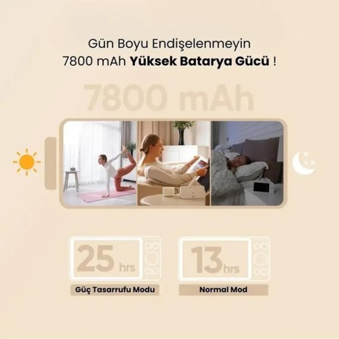 Enshall Yeni Gece Görüşlü Bonoch 7'' 1080P Hd Şarjlı 7800MAH Bebek Izleme Monitör ve Kamerası