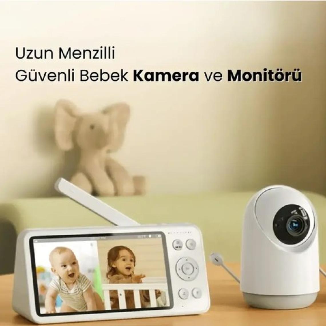 Enshall Yeni Gece Görüşlü Bonoch 7'' 1080P Hd Şarjlı 7800MAH Bebek Izleme Monitör ve Kamerası