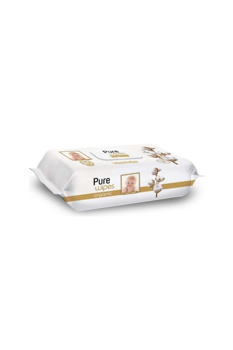 Pure Baby Islak Havlu Mendil 90 Yaprak Yenidoğan Organic Pamuklu (5 Li Set) 450 Yaprak Plstk Kapak