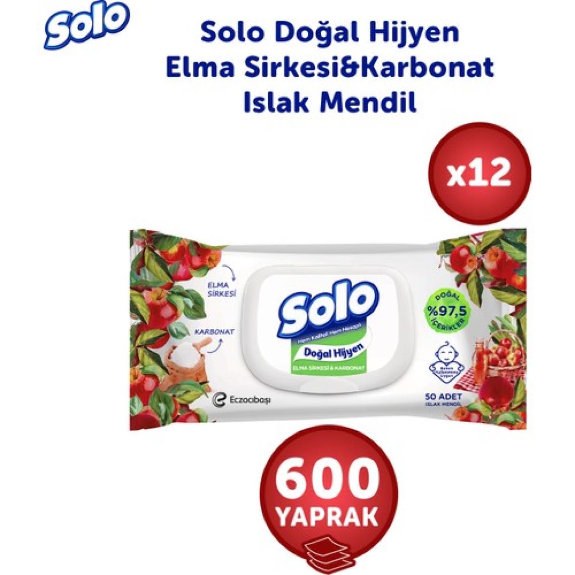 Solo Doğal Hijyen Elma Sirkesi & Karbonat Islak Mendil 12'li 600 Yaprak