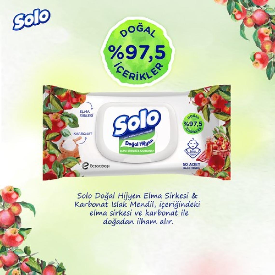 Solo Doğal Hijyen Elma Sirkesi & Karbonat Islak Mendil 12'li 600 Yaprak