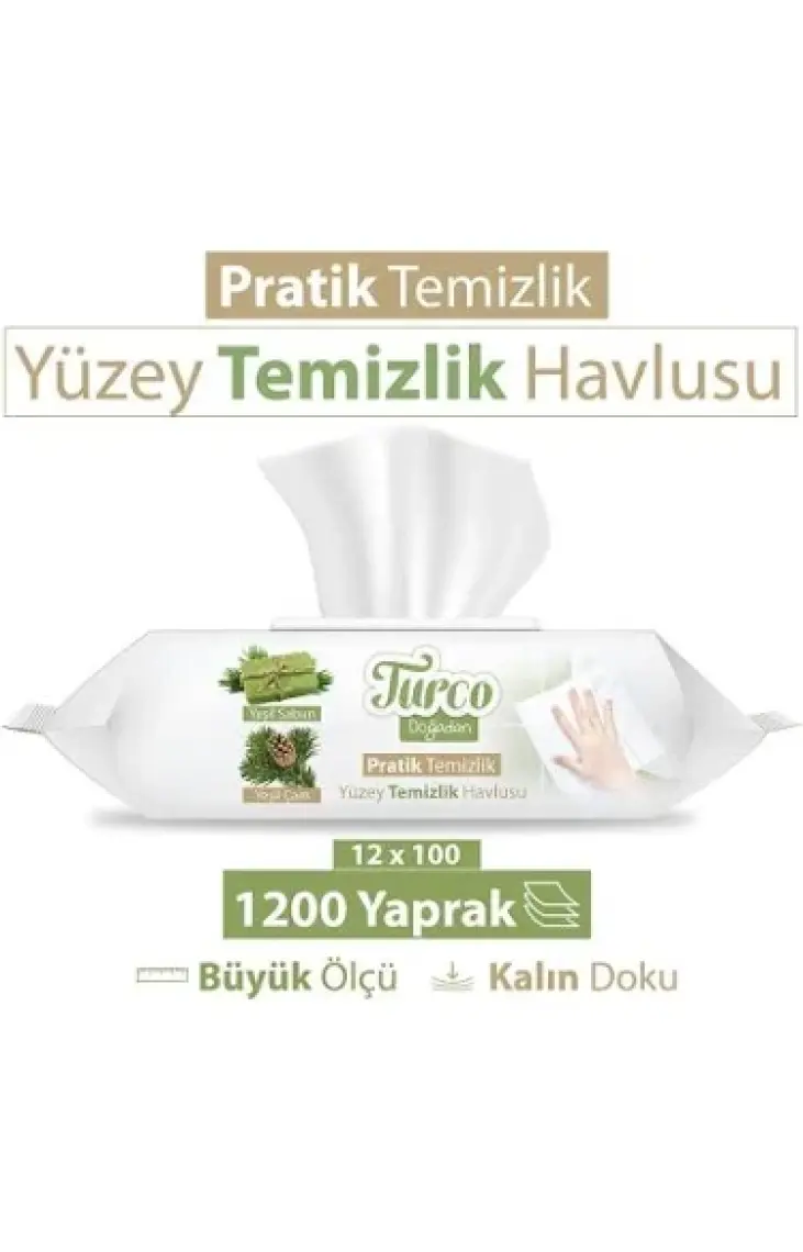 Turco Doğadan Pratik Yüzey Temizlik Havlusu 12X100 (1200 Yaprak)