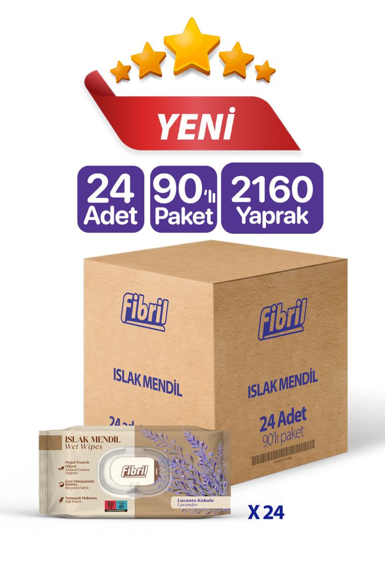 Fibril Baby Islak Havlu Mendil 90 Yaprak Lavanta Kapaklı 24 Lü Set 2160 Yaprak