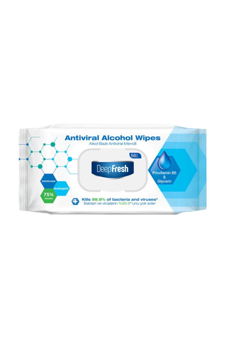Alkol Bazlı Antiviral 56 Yaprak Islak Mendil