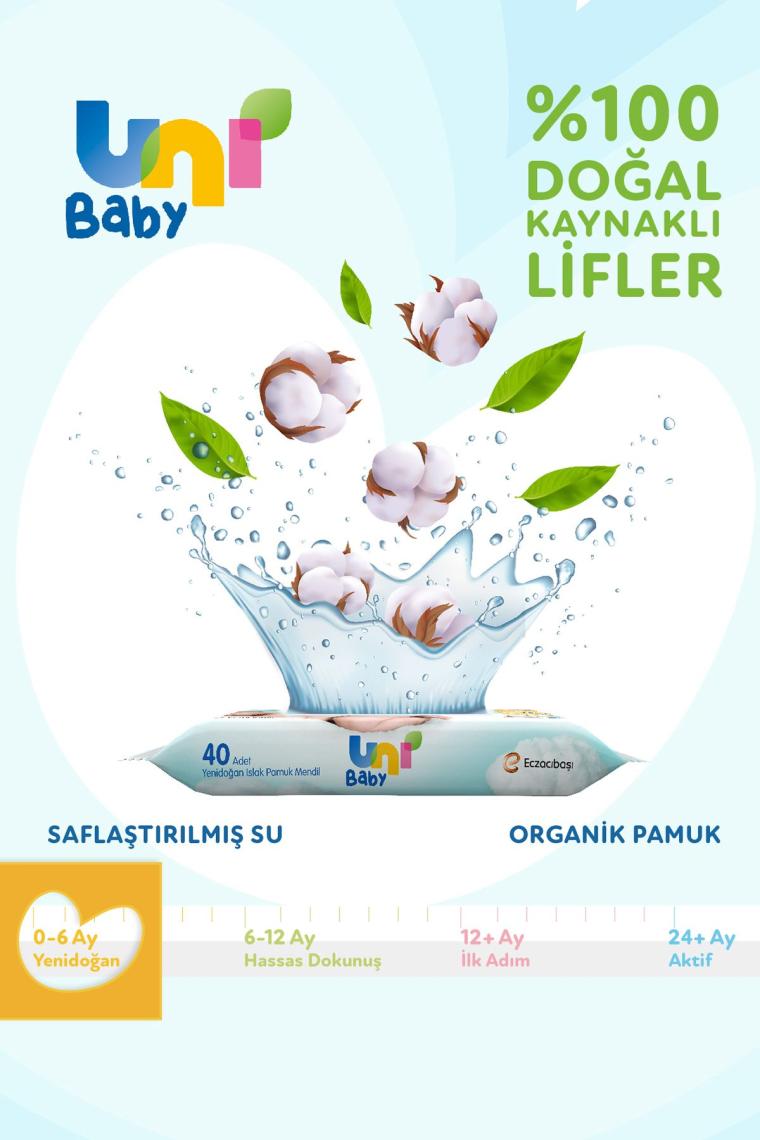 Yenidoğan Islak Pamuk Mendil 12x40 (480 YAPRAK)