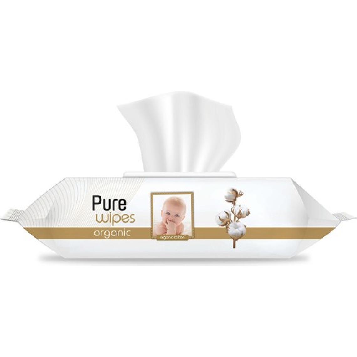 Pure Baby Organik Pamuklu 90 Yaprak 3'lü Paket Islak Havlu