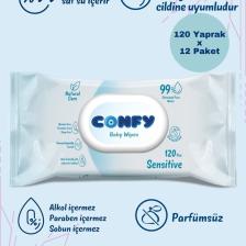 Confy Premium Sensitive Islak Mendil 120 Adet (12 Paket)
