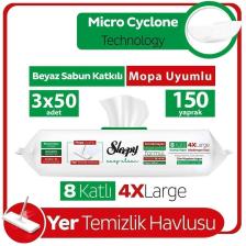 Sleepy Easy Clean Beyaz Sabun Katkılı Mopa Uyumlu Yer Temizlik Havlusu&Mendili 3x50 (150 Yaprak)