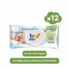 Uni Baby Hassas Dokunus Islak Mendil 12x52 (624 Yaprak)