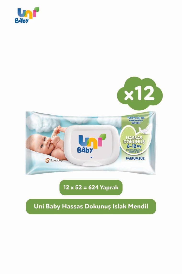 Uni Baby Hassas Dokunus Islak Mendil 12x52 (624 Yaprak)