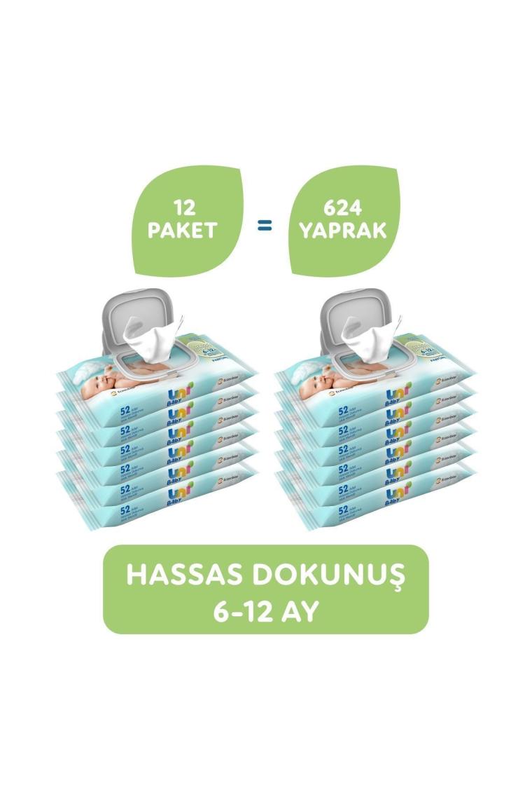 Uni Baby Hassas Dokunus Islak Mendil 12x52 (624 Yaprak)