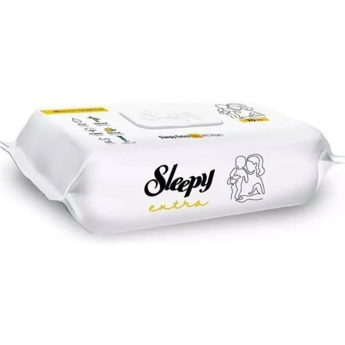 Sleepy Extra Islak Bebek Havlusu - 12 Paket, 840 Yaprak, Limon Kokulu, Alkol İçermez, Doğal Bambu ve Organik Pamuk Lifli