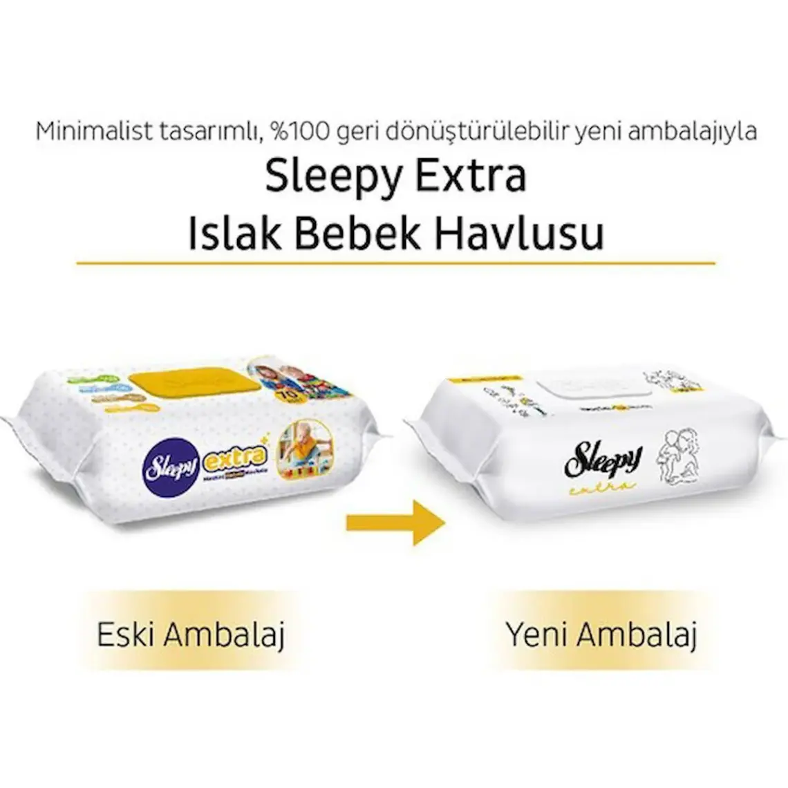 Sleepy Extra Islak Bebek Havlusu - 12 Paket, 840 Yaprak, Limon Kokulu, Alkol İçermez, Doğal Bambu ve Organik Pamuk Lifli