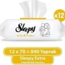 Sleepy Extra Islak Bebek Havlusu - 12 Paket, 840 Yaprak, Limon Kokulu, Alkol İçermez, Doğal Bambu ve Organik Pamuk Lifli