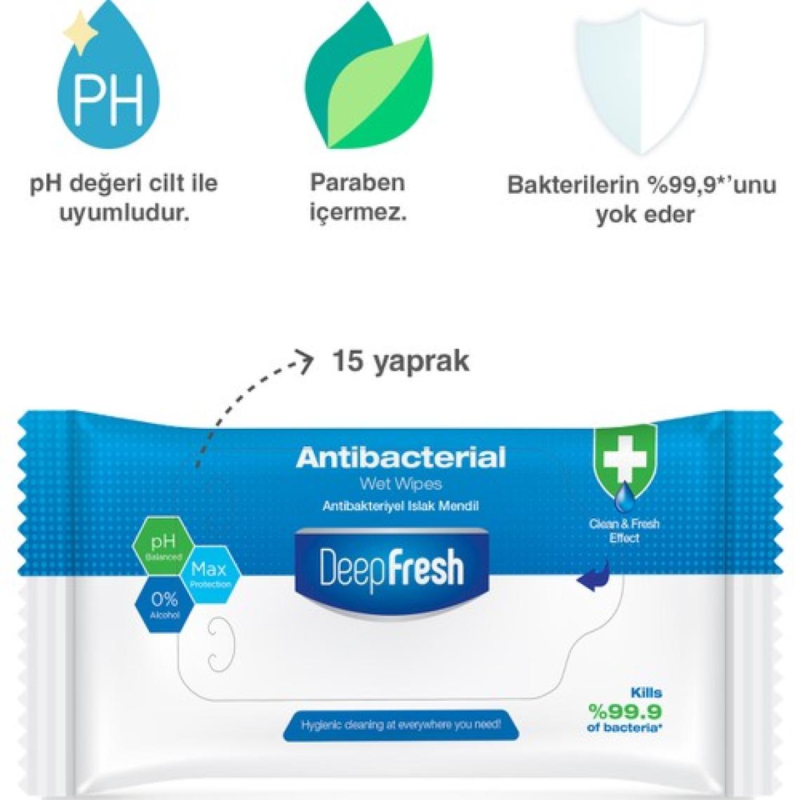 Deep Fresh Antibakteriyel Islak Cep Mendili 15 Yaprak