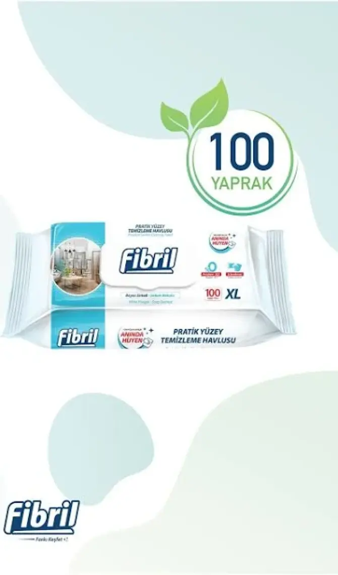 Fibril Pratik Yüzey Temizlik Havlusu Beyaz Sirkeli Sabun Kokulu 2 x 100 (Toplam 200 Yaprak)