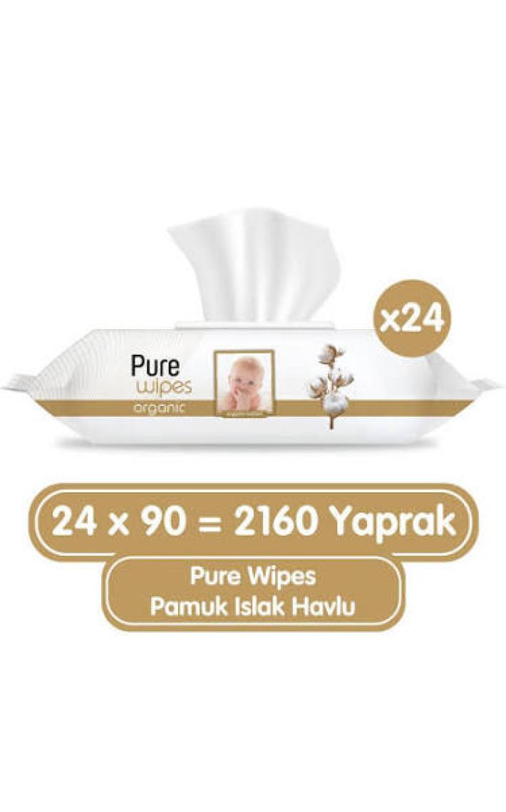 Pure Baby Organik Pamuklu Islak Havlu 24×90 (2160 Yaprak)