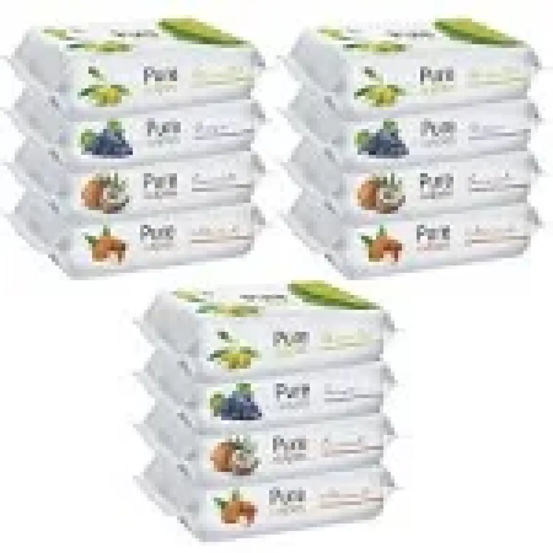 Pure Baby Wipes Islak Havlu Mendil 50 Yaprak 12 'li Set (600 Yaprak) (Meyveli)